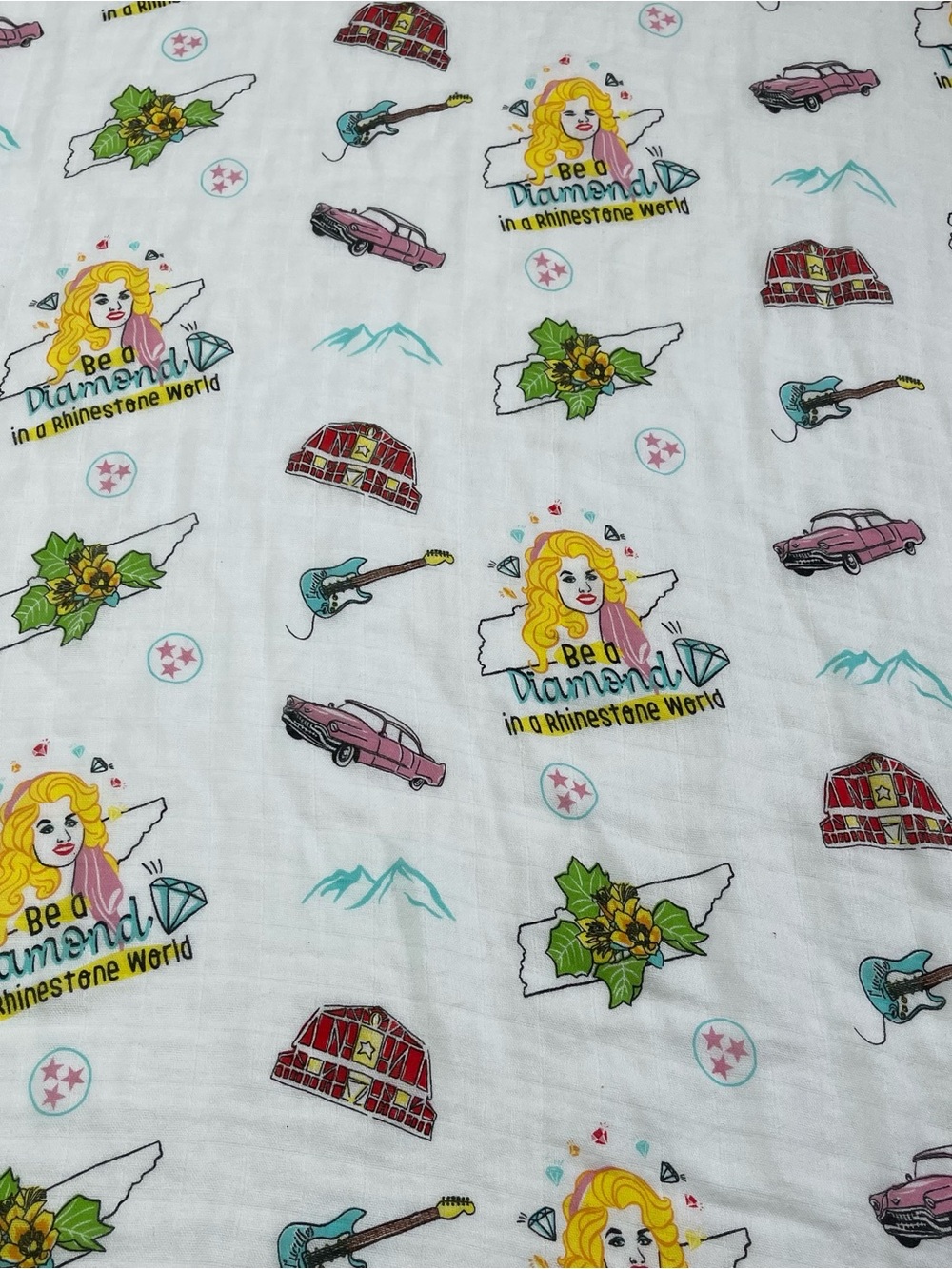 Little Hometown Dolly Parton Barnyard Tennessee Swaddle Blanket 44X44''